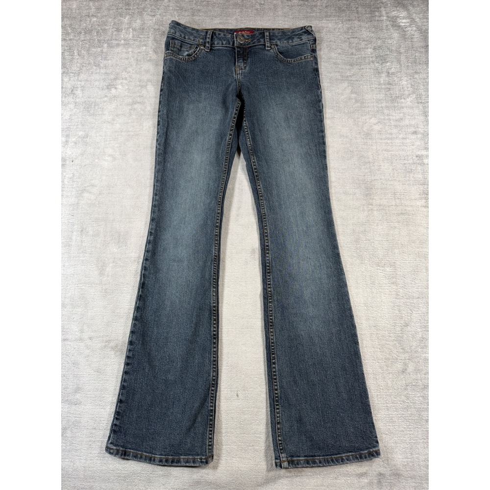 Brody Jeans Women 31 Blue Low Rise Flap Pocket Vintage Y2K Flare Bootcut Denim